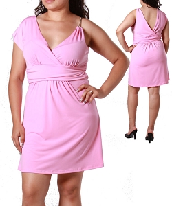 Pink Dress With Chain Accent Sleeve