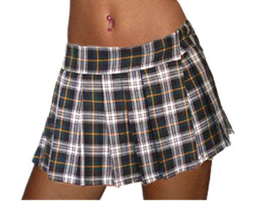 Green & Yellow Plaid Mini Skirt
