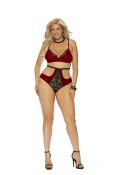 Velvet And Lace Bra And Panty Set