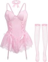 4-Piece Babydoll Set With Choker Assorted Colors