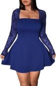 Swing Dress With Lace Long Sleeves Asst. Colors