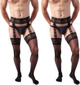 2 Pack Suspender Pantyhose For Men