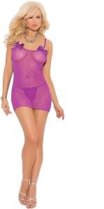 Purple Mesh Mini Dress With G-String