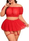 Three Piece Mesh Skirt And Top Set