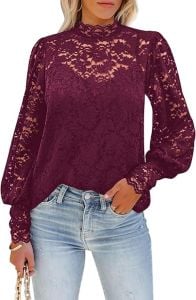 High Neck Lace Blouse With Cami