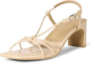 Beige Strappy Sandal With Block Heel