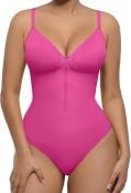 Pink Zip Up Sculpting Bodysuit