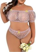 See Through Floral Two Piece Off The Shoulder Set