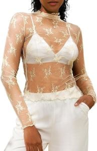 Long Sleeve Floral Lace Blouse