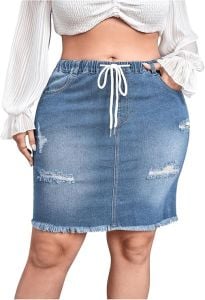 Denim Skirt With Drawstring