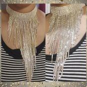 Long Fringe Rhinestone Necklace Assorted Colors