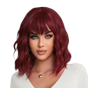 Wine Red Curly Bob