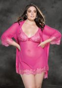Three Piece Lace And Sheer Peignoir Set X31412